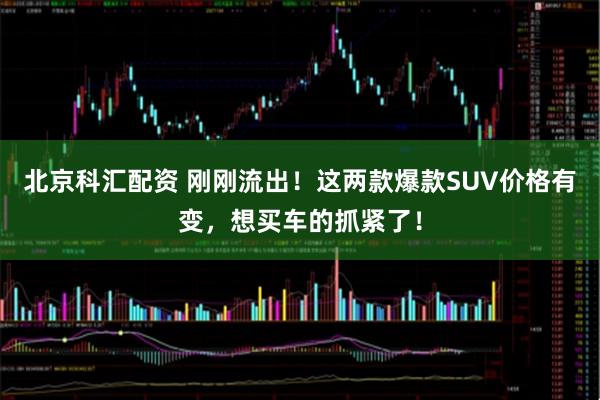 北京科汇配资 刚刚流出！这两款爆款SUV价格有变，想买车的抓紧了！